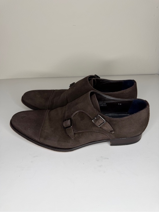 SUITSUPPLY Brown Suede Double Monk Strap Shoes Men Size 44 UK 10 Made In Italy main image 11